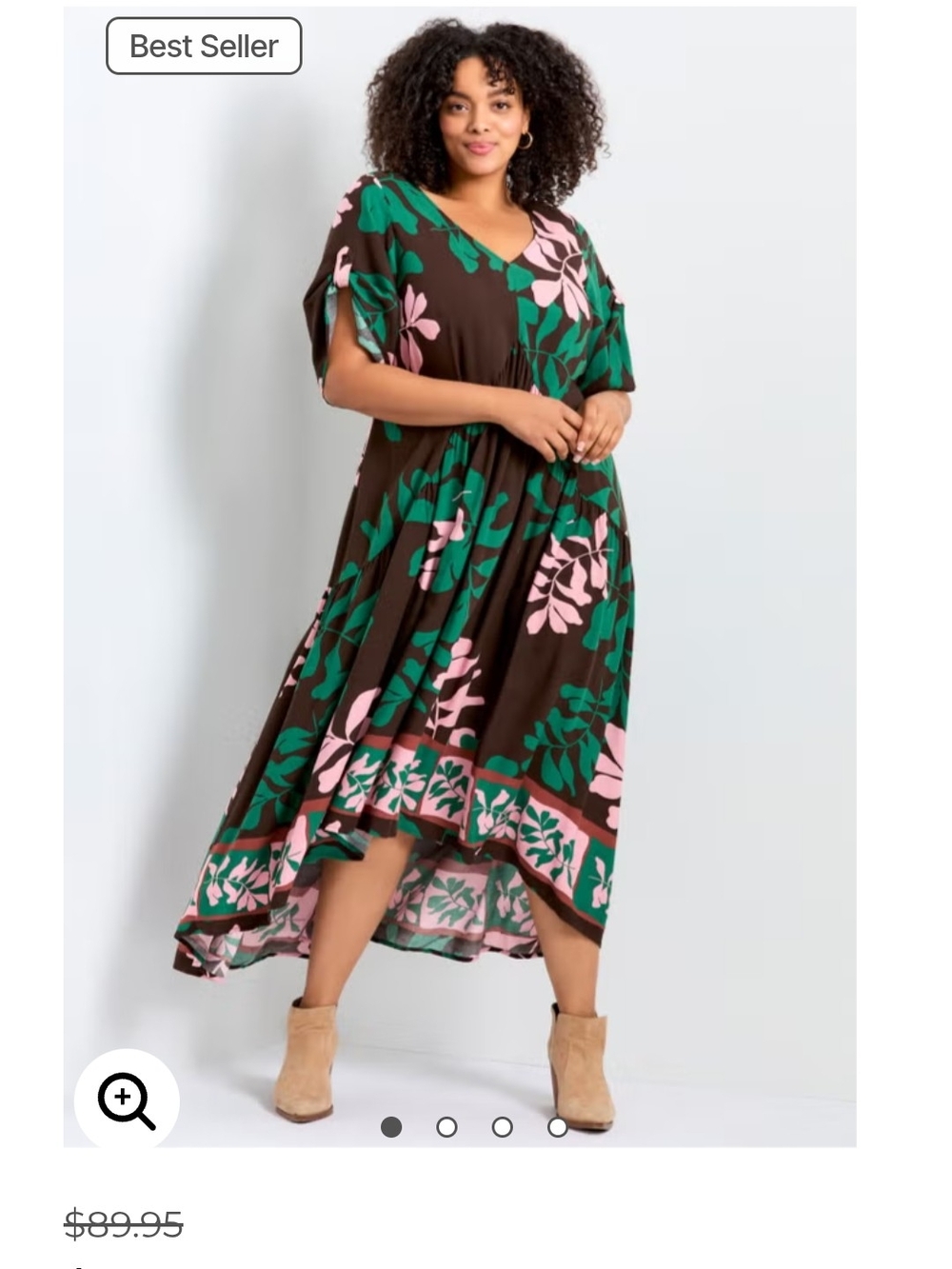 New NWT Avenue Plus Size Brown Floral Midi Dress  Green Print Sz Sz 2X (22/24)